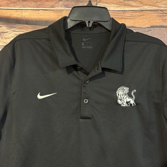 Nike Large Men's Black Polo Shirt Performance Golf Lion Logo Team Collegiate - Picture 2 of 8